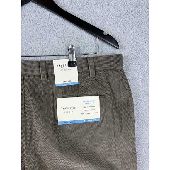 Van Heusen Other - Van Heusen Studio Pants Mens 40x29 Brown Corduroy Flat Front Dress Casual Mens